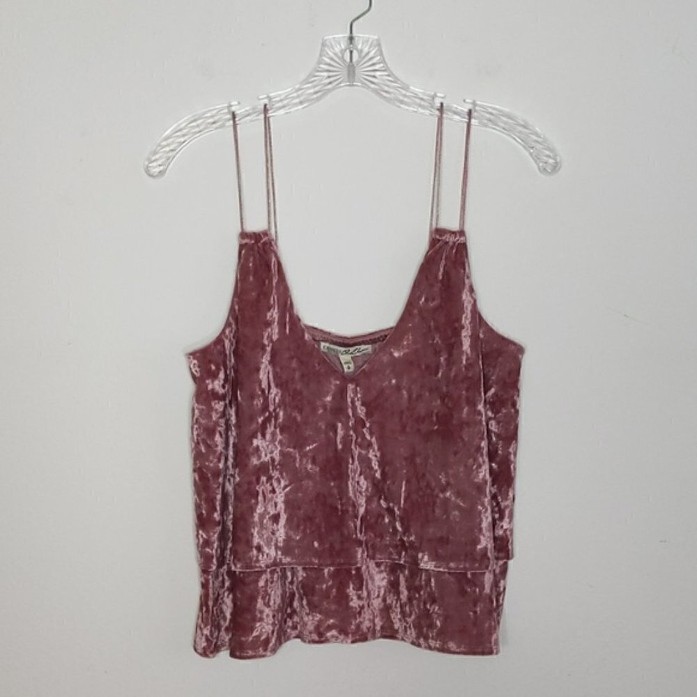 Express x One Eleven Crushed Velvet Slinky Top Blouse Shirt